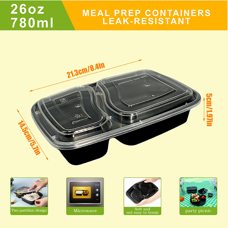 10/40 Pack 26 oz Two-Compartme - огляд і ціна Meal Prep Bowl